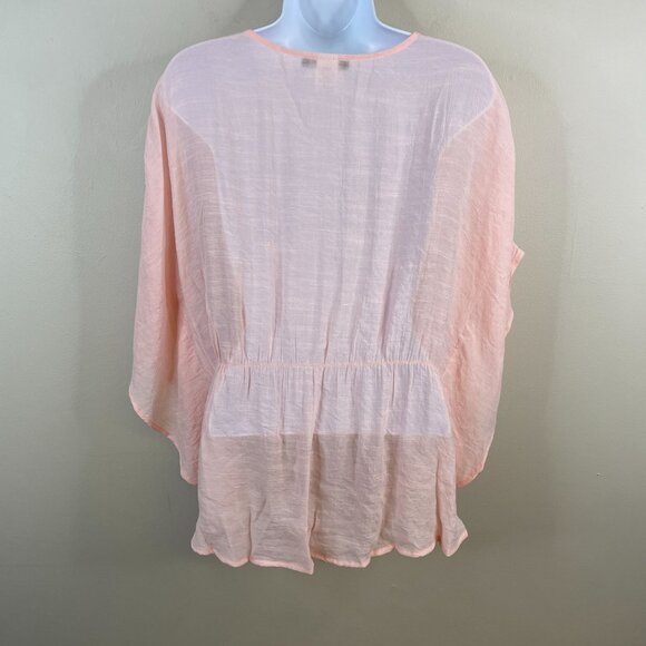 Jennie Marlis Womens Boho Coquette Crochet Lace Tunic Top Size PM Pink Flowy - Picture 2 of 11